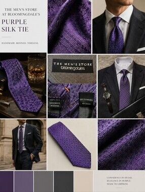 The Men's Store at Bloomingdales Handmade Purple Tie 100% Silk
